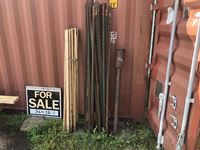    (21±) 6 Ft Steel Posts, Hand Post Pounder and (20±) 5 Ft Survey Stakes