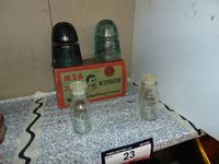    Antique MSA Respirator & (2) Glass Power Insulators