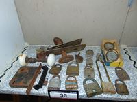    Assortment of Antique Locks & Volt Meters