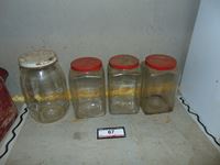    (3) Antique Glass Canisters & (1) Glass Jar