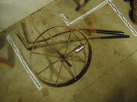    (2) Antique Hand Scythes & Antique Wooden Wheel