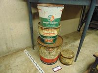    (3) Assorted Antique Oil Pails & (1) Grease Can