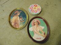    (2) Coca Cola Dish Serving Trays & (1) Candy Tin