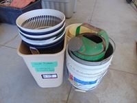    Assortment of Pails and Trash Cans