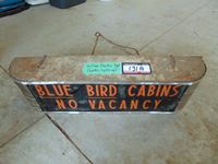    Antique Blue Bird Cabins No Vacancy Sign