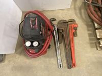    Pipe Wrenches and Air Compressor