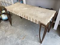    50 Inch Stone Effect and Metal Rustic Table