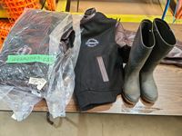    (3) Large Jackets and Size 7 Rubber Boots