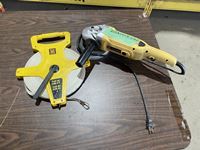    100 Ft Tape Measure and Powerfist Angle Grinder