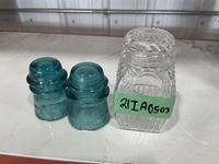    (2) Glass Insulators & Glass Jar