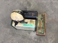    (2) Antique Luggage Cases, Vintage Ping Pong Set, Vintage Vespa Helmet
