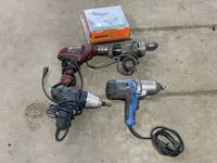    (2) 1/2 Inch Electric Impacts and (2) Corded Drills