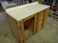    Wooden Work Bench, Small Table & Bulletin Board