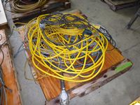    Pallet of Extension Cords, Trouble Light & Wire