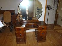    Vintage Dressing Table with Round Mirror
