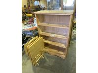    Wooden Shelf Unit & Wooden Folding Tv Trays