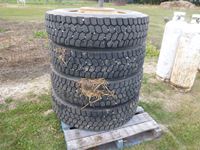 (4) 11R24.5 Grip Tires with Steel Rims