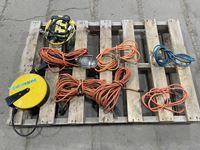    (6) Assorted Length of Extenion Cords & Reel Power Bar