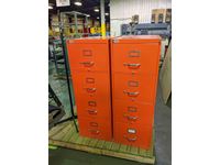   (2) 4 Drawer Filing Cabinets, Coat Rack & Small Folding Table