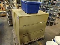    (2) 3 Drawer Filling Cabinets & Tote of Office Items