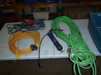    (3) Extension Cords, Booster Cables & Grease Gun