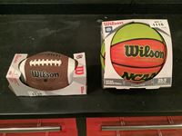    New Wilson NCAA Hyper Shot Basketball & Wilson NFL Junior Football