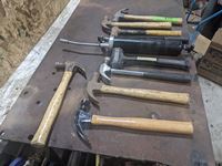    (8) Assorted Hammers & Grease Gun