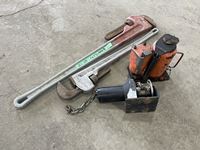    36 Inch & 24 Inch Aluminum Pipe Wrench, Bottle Jack & Super Wrench