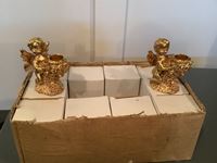    Box of 12 Matching Bronze Cherub Angle Candle Holders