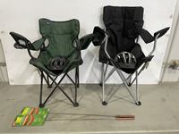    (2) Lawn Chairs, (2) Campfire Forks & (2) Bike Helmets