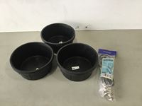    (3) Rubber Buckets & 10" 110V Water Heater