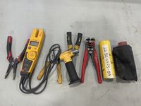    (4) Wire Strippers, Fluke T5-600 Electrical Tester, Plug Cleaners