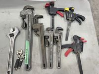    Qty of Assorted Pipe Wrenches, Clamps and Wrenches