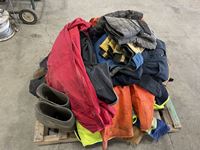    Pallet of Used Coverall, Boots, Hi-vis Cloths, Gloves, Rain Gear