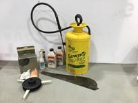    Chapin 2 Gal Metal Pump Sprayer, Chain Saw Oil, Stihl Poly Cut 20 Trimmer Head, Handsaw Blade