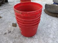    (6) Red Poly Feed Tubs