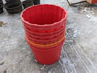    (9) Red Poly Feed Tubs