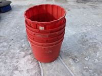    (6) Red Poly Feed Tubs