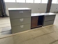    (2) Metal Filing Cabinets and Sliding Door Cabinets