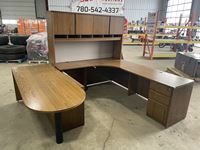    Large "u" Shaped Wooden Office Desk
