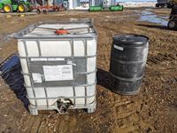100 Liter Caged Poly Tote & Black Poly Barrel