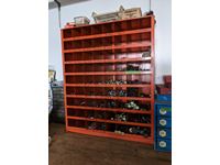 Orange 72 Hole Bolt Bin with Contents