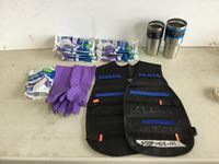    Qty of Rubber Gloves, Mugs and Vest