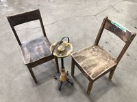    (2) Wooden Chairs and Ashtray