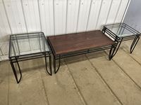    (2) Glass Top Side Tables & Coffee Table