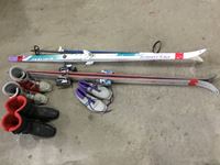    Cross Country Skis, Boots and Poles and Downhill Skis with Boots