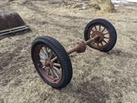    Antique Axle with Wood Spoke Wheels