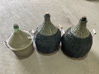    (3) Glass Wine Jugs Wrapped with Wicker