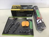    Rifle Scope, Gun Cleaning Mat and Knife Kit