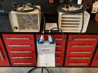    (2) Ouellet 4000 Watt Single Phase 240V Hanging Heaters with a Crabtree Polestar MCB Distribution Board